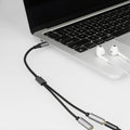 kwmobile USB C Headphone Splitter for USB C Headphones / Headset USB C Adapter - USB-C to Jack Audio Cable Splitter made of Nylon