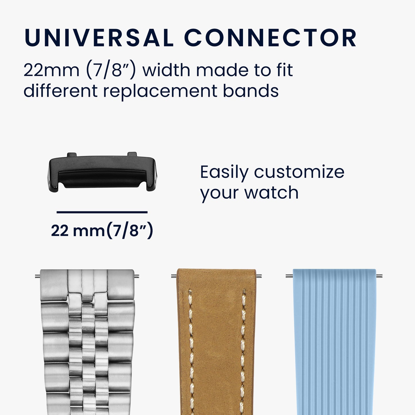 kwmobile Metal Adapter with 22mm Band Width Compatible with Amazfit T-Rex 3 Watch Strap Smartwatch Band Connector Adapter Set