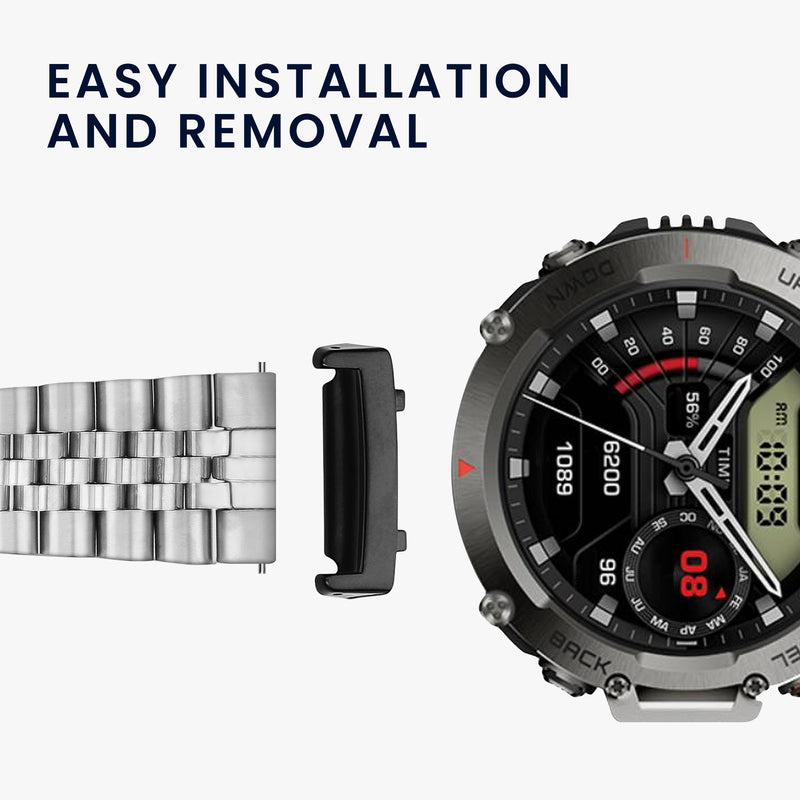 kwmobile Metal Adapter with 22mm Band Width Compatible with Amazfit T-Rex 3 Watch Strap Smartwatch Band Connector Adapter Set