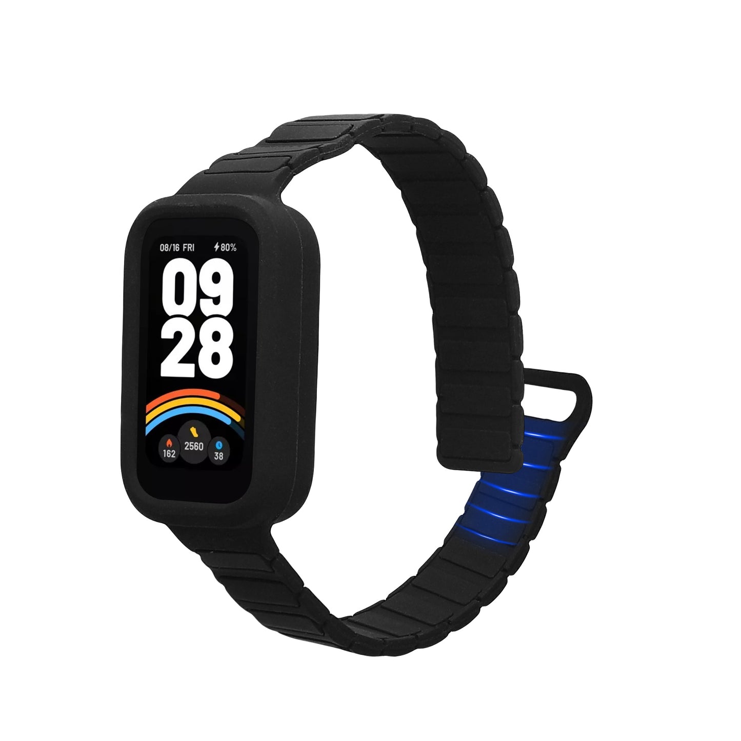 kwmobile Ersatzarmband kompatibel mit Xiaomi Redmi Band 3 / Smart Band 9 Active Armband - Fitnesstracker Silikon Band mit Magnetverschluss Schwarz  [dsg01]