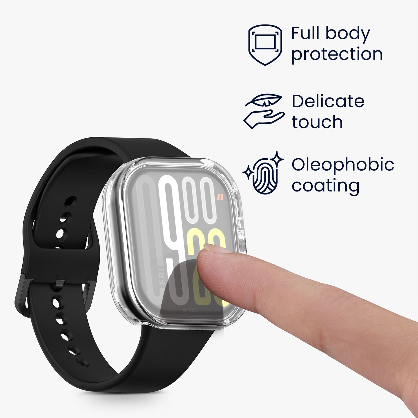kwmobile Protective Case for Xiaomi Redmi Watch 5 / Redmi Watch 5 eSIM Full Body Display Cover Set