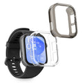 kwmobile 2x Sport Schutzhülle kompatibel mit Huawei Watch Fit 3 Hülle - Silikon Cover klar - Case ohne Tracker - Transparent Schwarz Transparent  [dsg01]