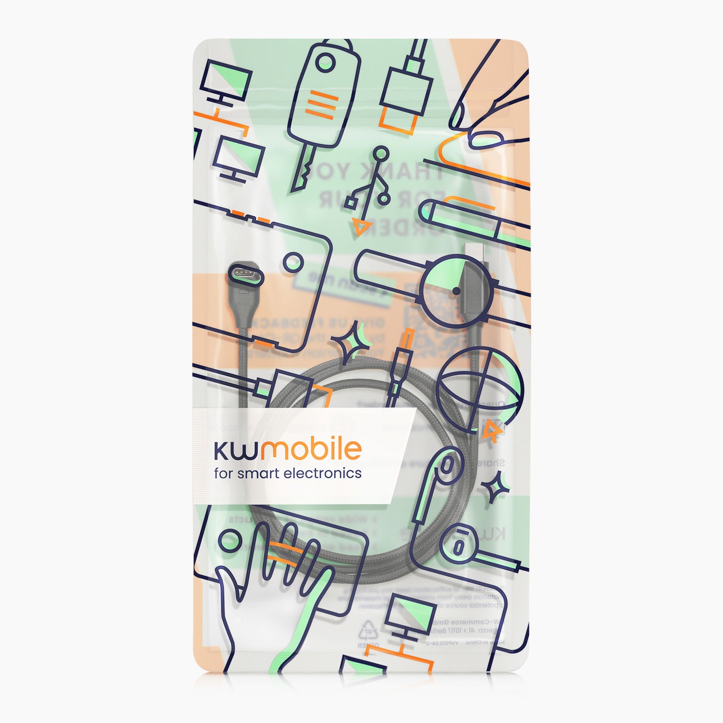 kwmobile USB C Charging Cable compatible with Garmin Smartwatch Instinct / Fenix / Vivoactive / Venu / Vivosmart - Cable Charger - Smart Watch Type C Replacement Cable - Fitness Tracker Charging Cable