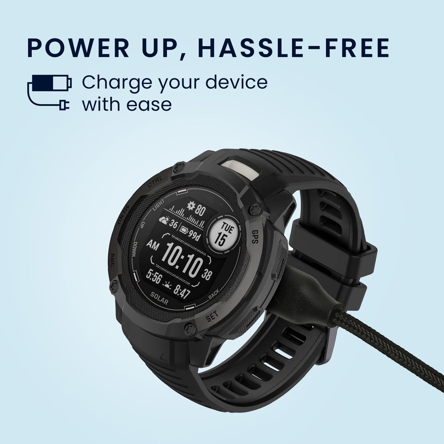 kwmobile USB C Charging Cable compatible with Garmin Smartwatch Instinct / Fenix / Vivoactive / Venu / Vivosmart - Cable Charger - Smart Watch Type C Replacement Cable - Fitness Tracker Charging Cable