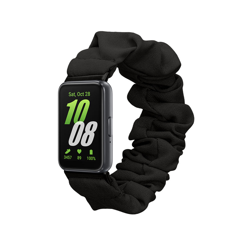 kwmobile Ersatz Armband kompatibel mit Samsung Galaxy Fit 3 - Smartwatch Scrunchie Haargummi Design Schwarz - Innenmaße 14 - 19 cm Schwarz  [dsg01]