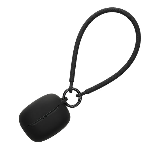 kwmobile Hülle kompatibel mit JBL Tune Beam 2 Kopfhörer - Silikon Schutzhülle Etui Case Cover - mit Handschlaufe Schwarz Schwarz  