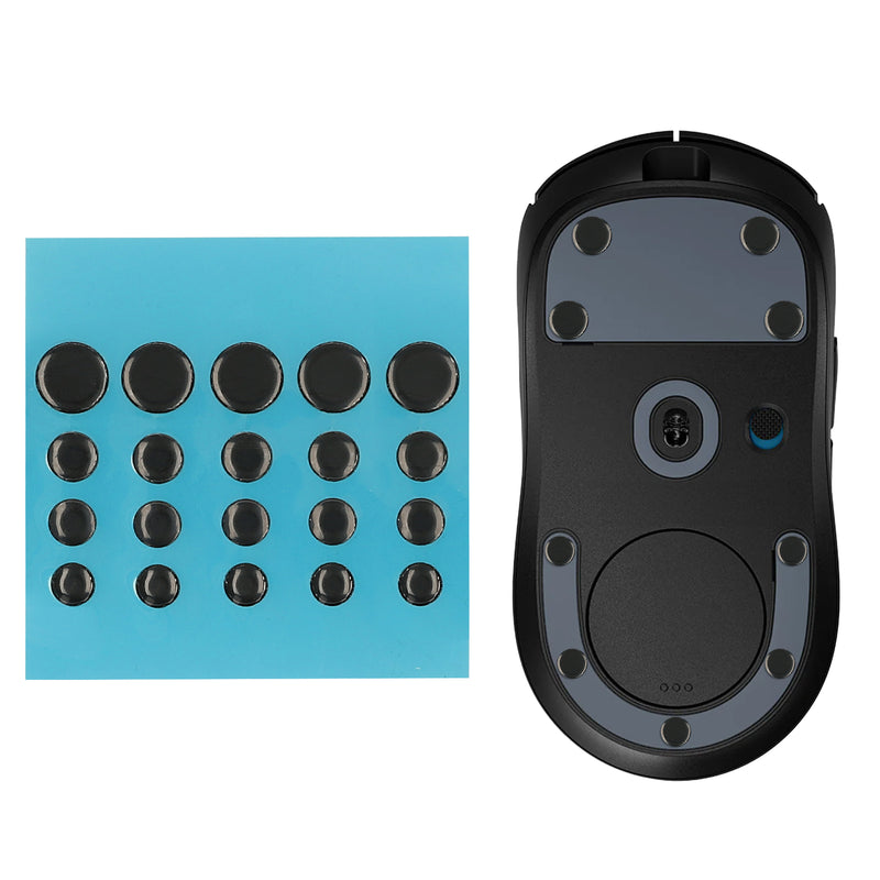 kwmobile 20x Mouse Feet Sticker für Universal Gaming Mouse Mausgleiter - Maus Ersatz Glider aus PTFE - 4 verschiedenen Größen 6mm 6,5mm 7mm 10mm - Schwarz Schwarz  