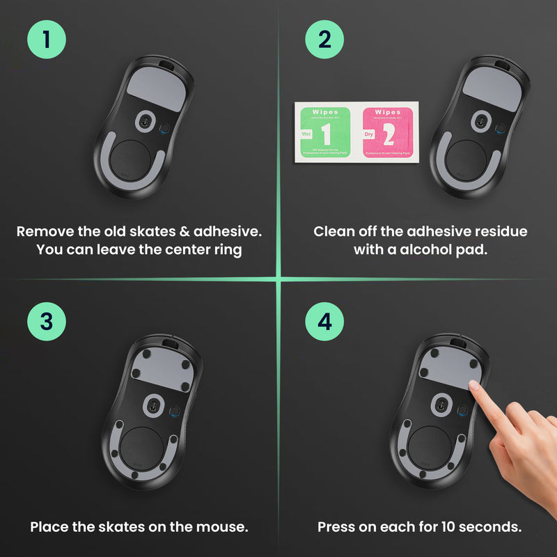 kwmobile Mouse Feet Stickers for Universal Gaming Mouse Gliders - PTFE Mouse Replacement Gliders - 4 Different Sizes 6mm 6.5mm 7mm 10mm
