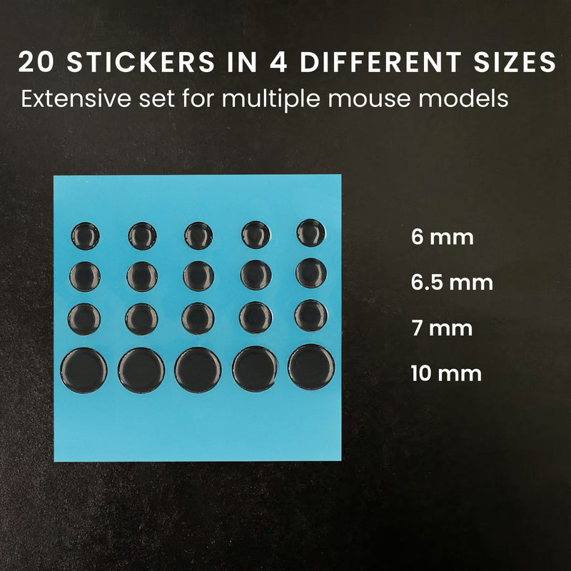 kwmobile Mouse Feet Stickers for Universal Gaming Mouse Gliders - PTFE Mouse Replacement Gliders - 4 Different Sizes 6mm 6.5mm 7mm 10mm