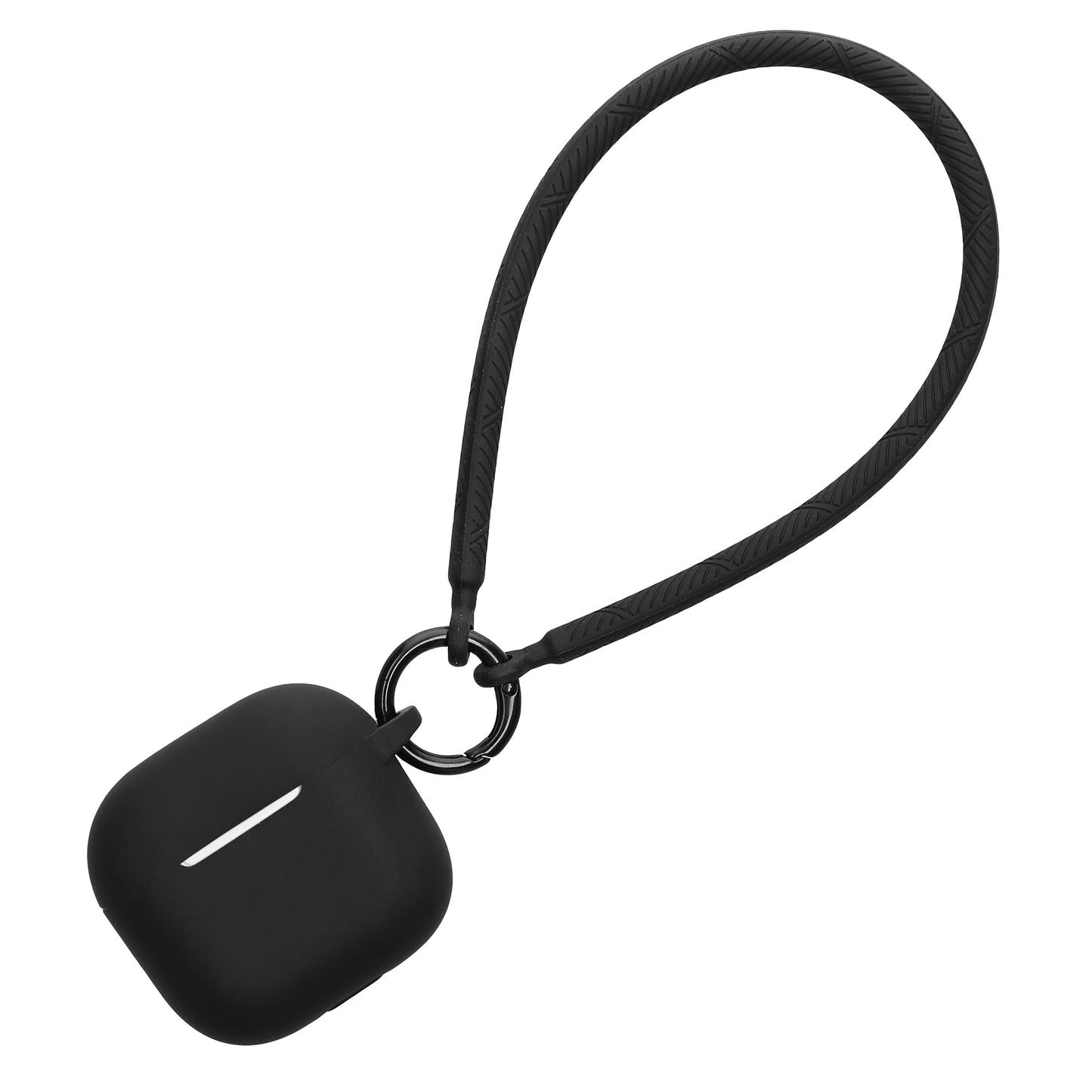 kwmobile Hülle kompatibel mit Apple Airpods 4 Kopfhörer - Silikon Schutzhülle Etui Case Cover - mit Handschlaufe Schwarz Schwarz  