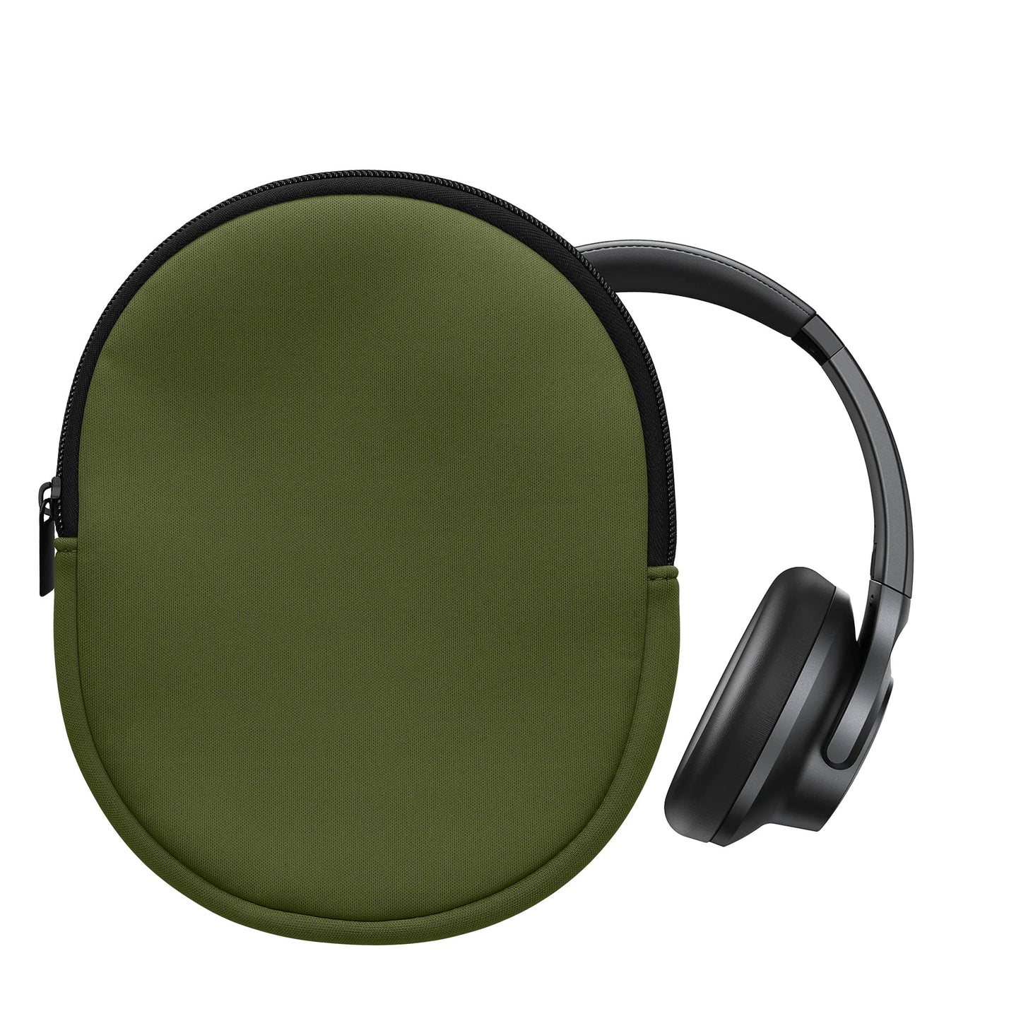 kwmobile Neopren Kopfhörer Tasche für Soundcore Q20i - Kopfhörer Case - Hülle Reise Beutel für Headset Headphones - Weiche Over Ear Schutzhülle Olivgrün Olivgrün  
