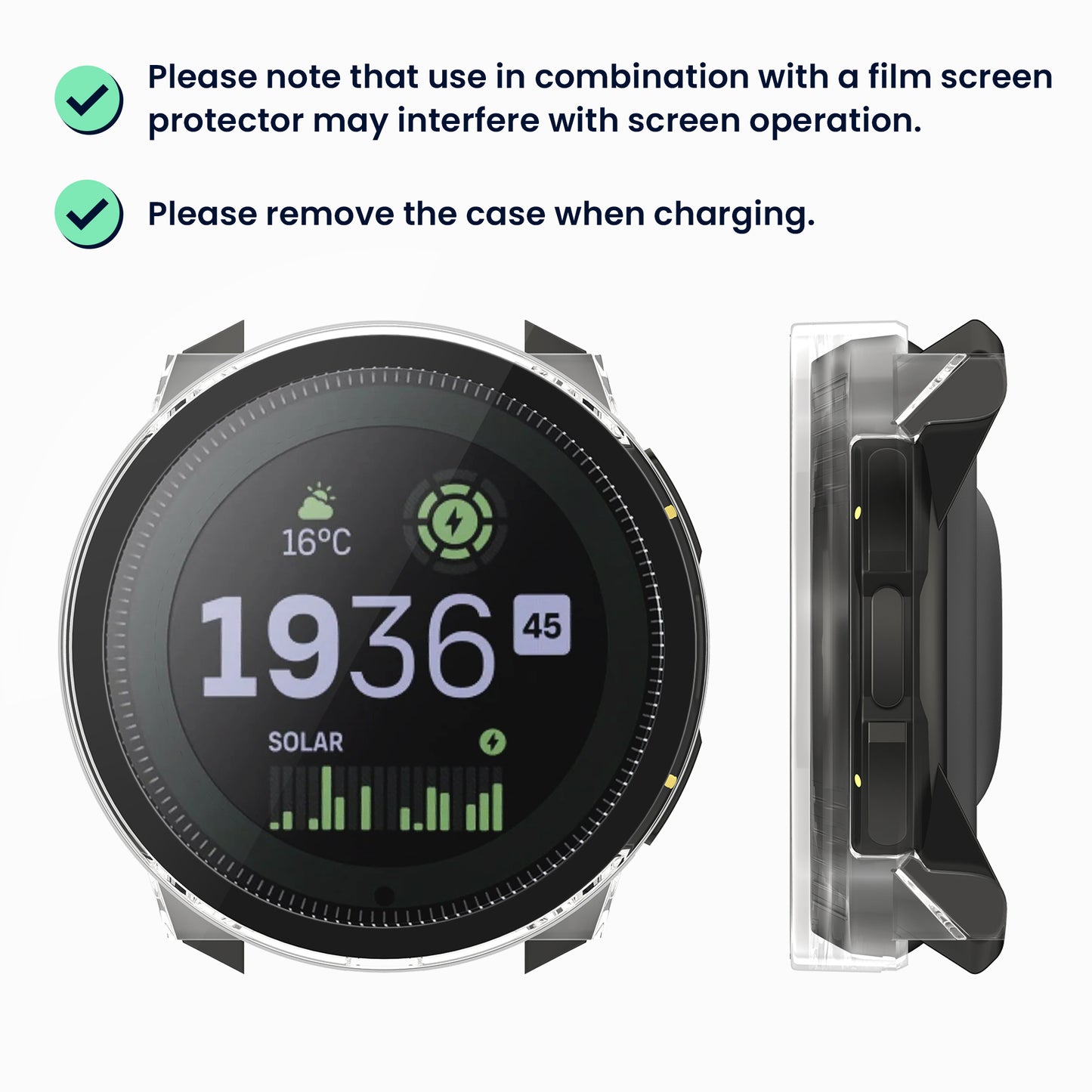 kwmobile Glass Case for Suunto Vertical Protective Cover Fullbody Fitness Tracker Case Set