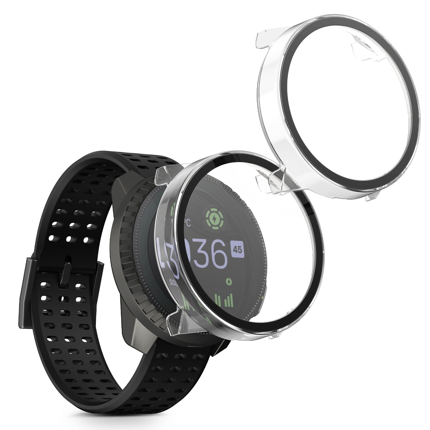 kwmobile 2x Cover kompatibel mit Suunto Vertical Hülle - Fullbody Fitnesstracker Case Set aus Glas - Transparent Transparent  [dsg02]