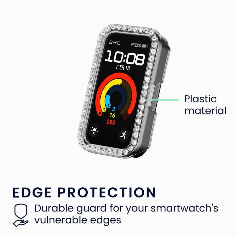 kwmobile Protective Case compatible with Huawei Band 9 / Band 8 Protector Frame - Glitter Protective Accessory in Black