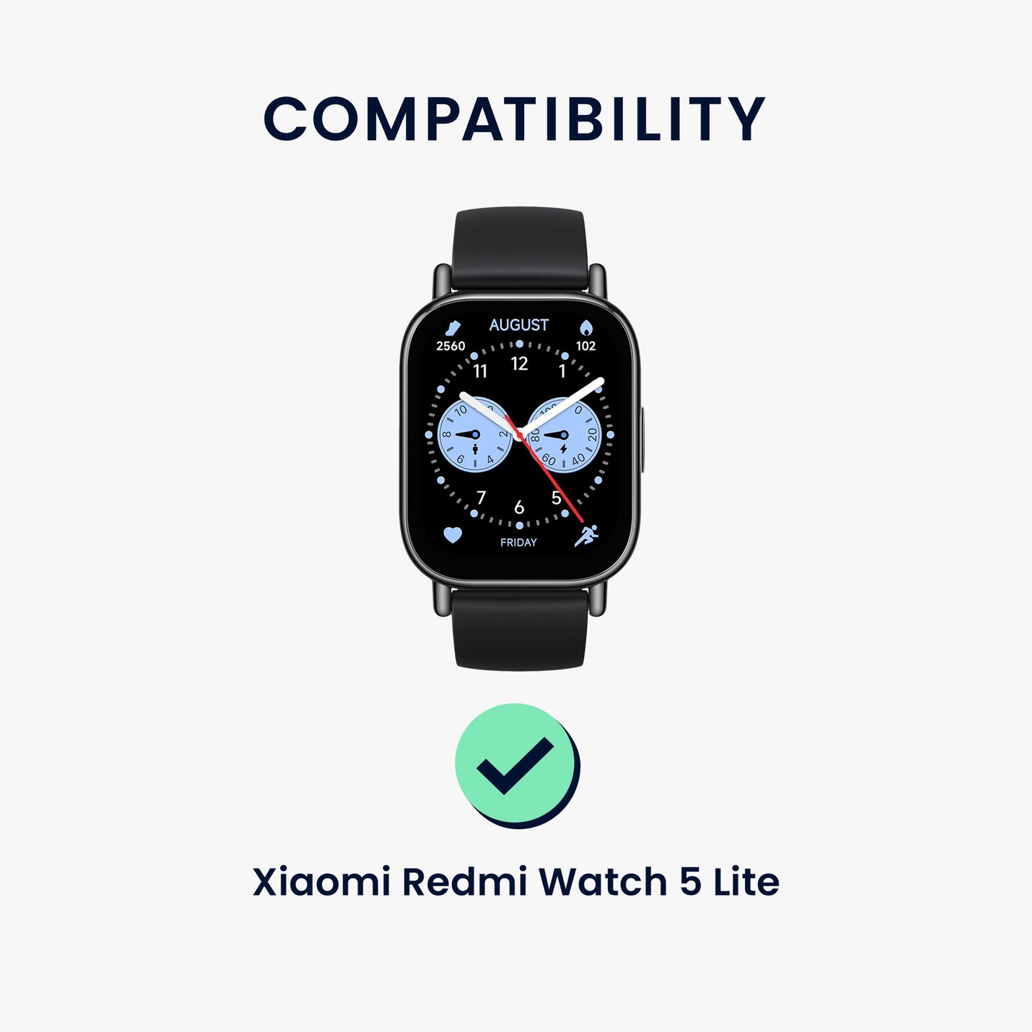 kwmobile Screen Protector compatible with Xiaomi Redmi Watch 5 Lite Film Protective Film for Fitness Tracker Robust Screen Protection