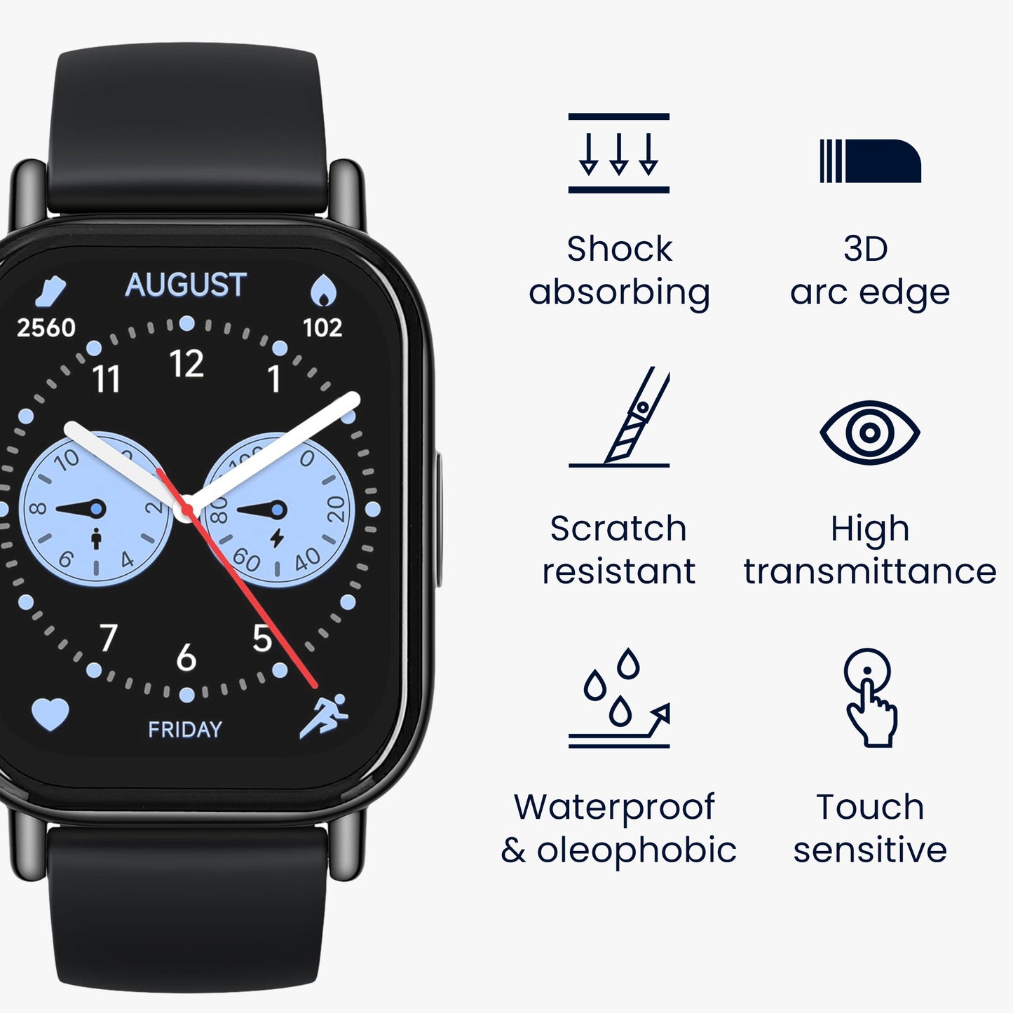 kwmobile Screen Protector compatible with Xiaomi Redmi Watch 5 Lite Film Protective Film for Fitness Tracker Robust Screen Protection