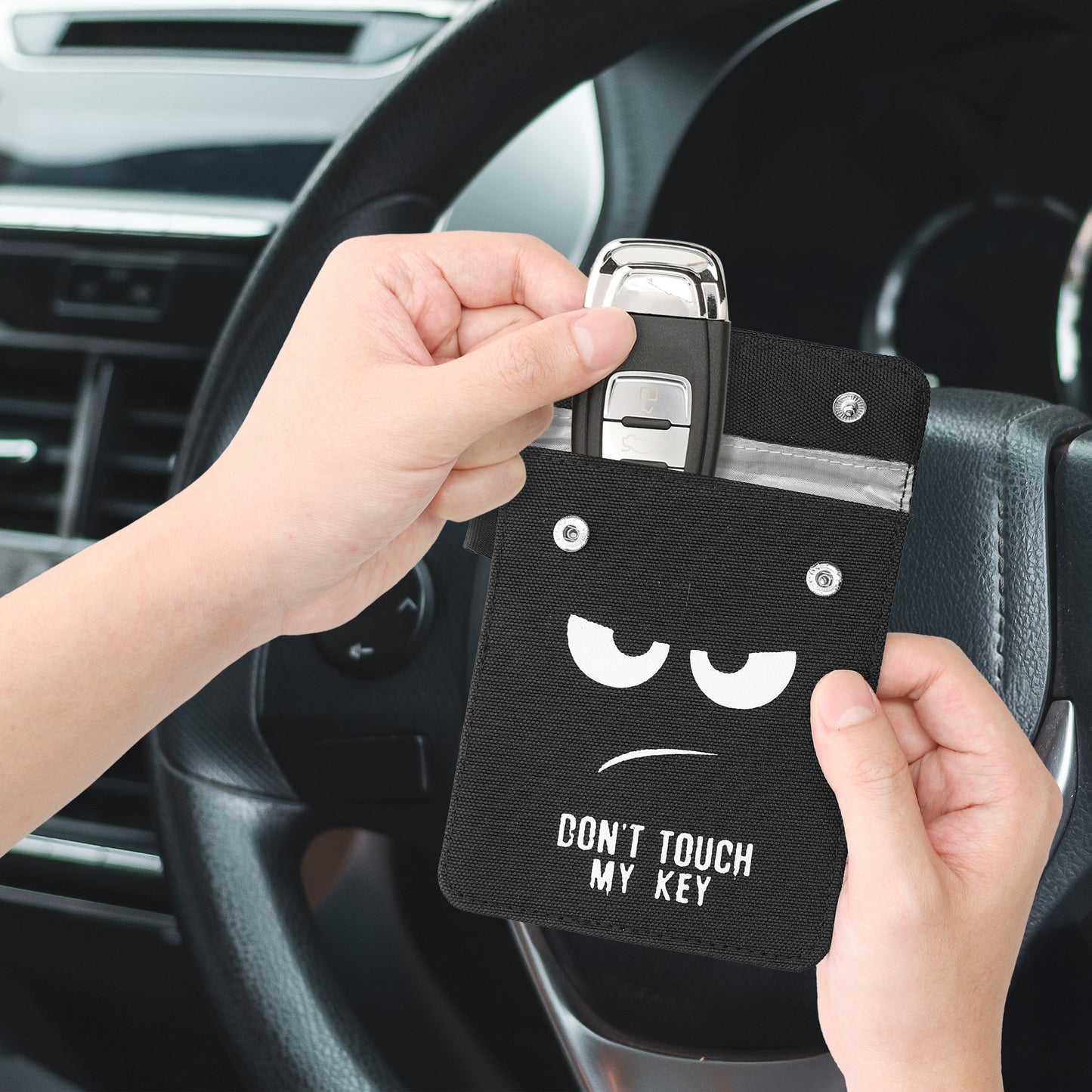 kwmobile Car Key Pouch compatible with Car Key Case - RFID Blocker Key Fob Cover made of Fabric