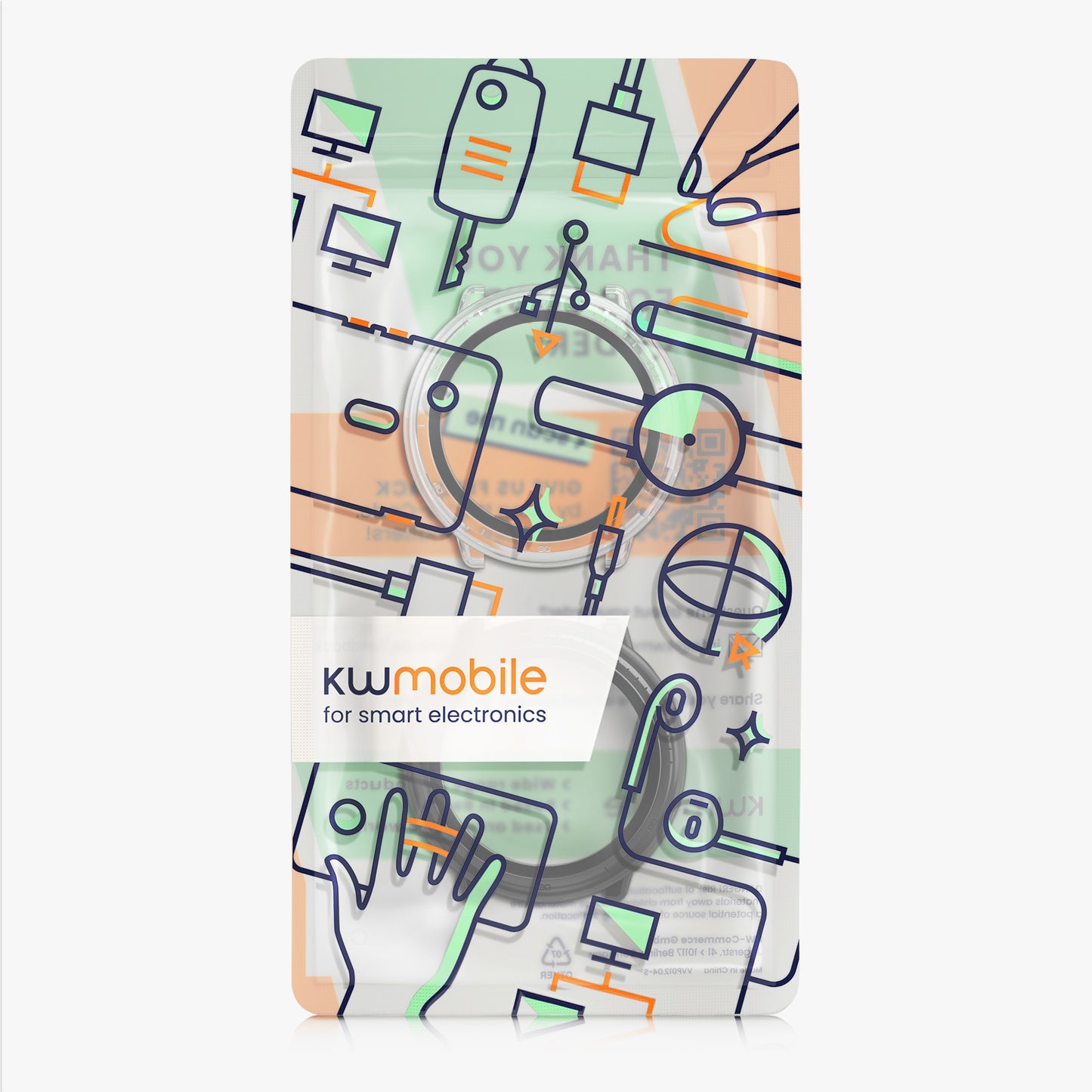 kwmobile Glass Case for Amazfit Active2 (A2437) Protective Cover Full-Body Fitness Tracker Case Set