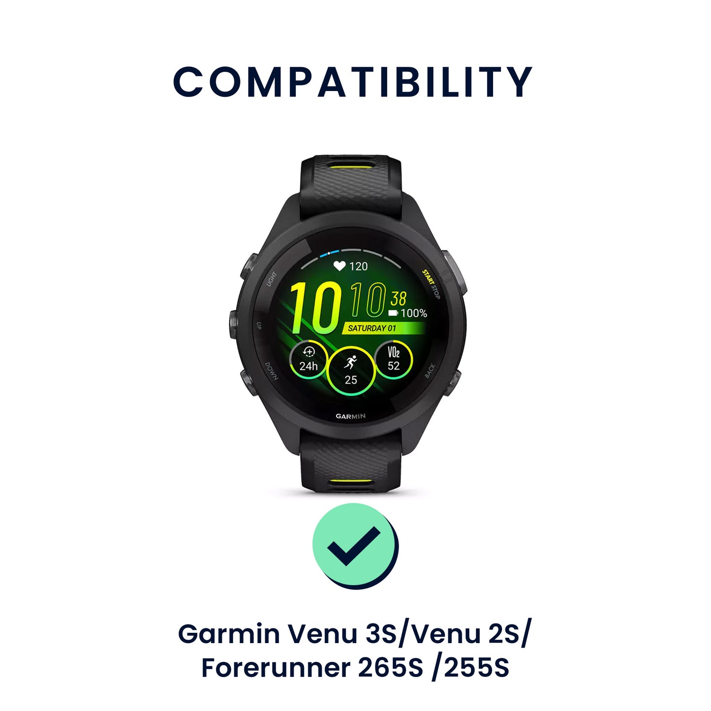 kwmobile Watch Strap for Garmin Venu 3S / Venu 2S / vivoactive 4S / Forerunner 265S 255S Strap Fitness Tracker Band Set Replacement Strap Smartwatch