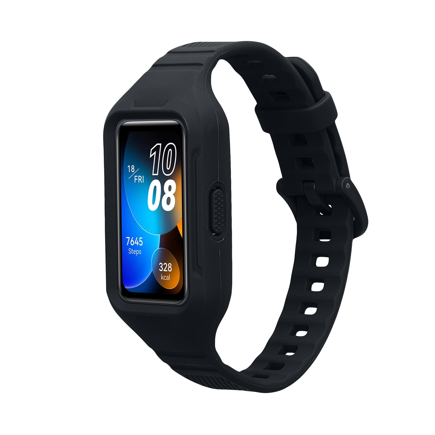 kwmobile Sportarmband kompatibel mit Huawei Band 9 / Band 8 7 6 Pro / Honor Band 7 6 - Armband TPU Silikon für Fitnesstracker - mit Schutz Bumper Schwarz Schwarz  