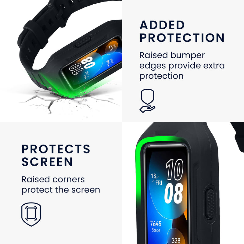 kwmobile Sports Armband compatible with Huawei Band 9 / Band 8 7 6 Pro / Honor Band 7 6 - Strap for Fitness Tracker - with Protective Bumper