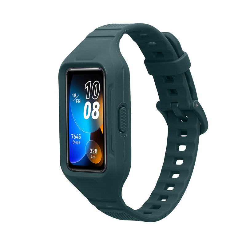 kwmobile Sportarmband kompatibel mit Huawei Band 9 / Band 8 7 6 Pro / Honor Band 7 6 - Armband TPU Silikon für Fitnesstracker - mit Schutz Bumper Blaugrün Blaugrün  