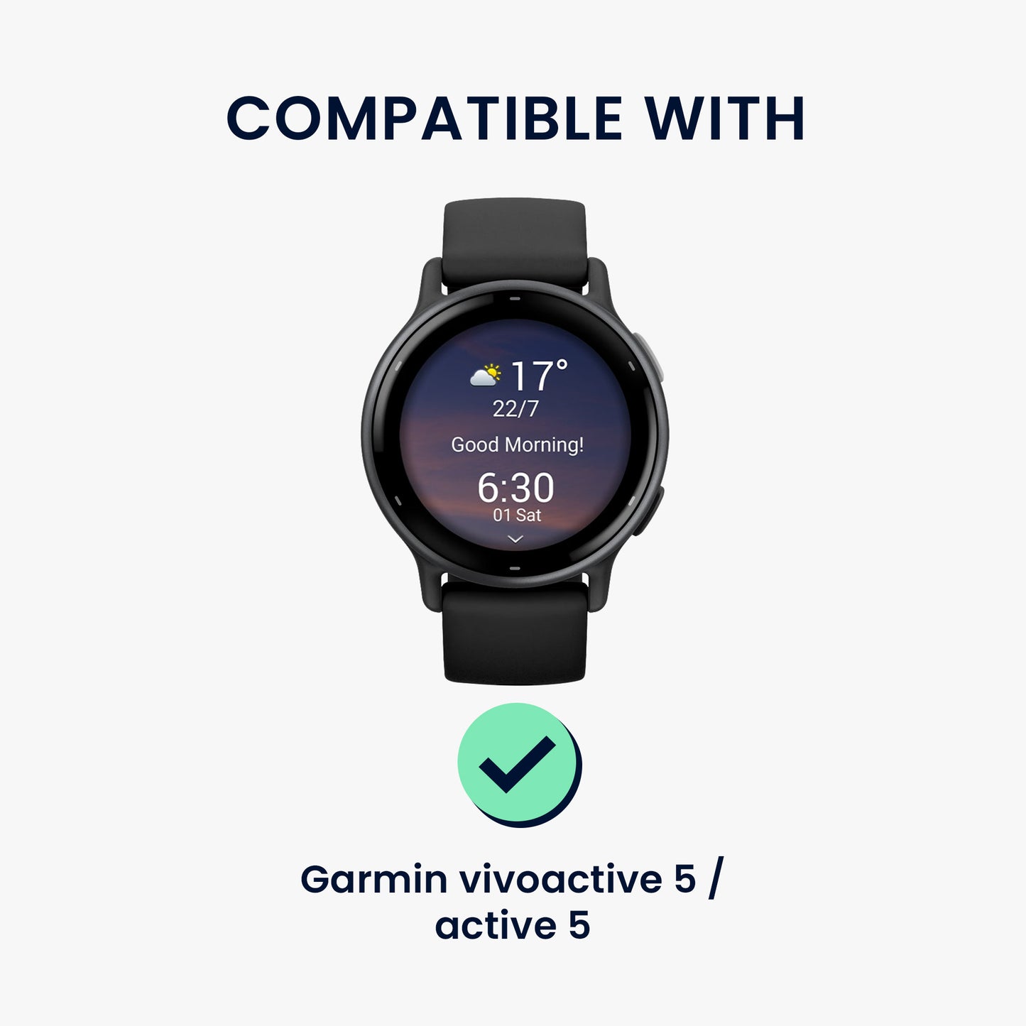 kwmobile Replacement Strap compatible with Garmin vivoactive 5 / active 5 Strap - Fitness Tracker Band with Magnetic Clasp