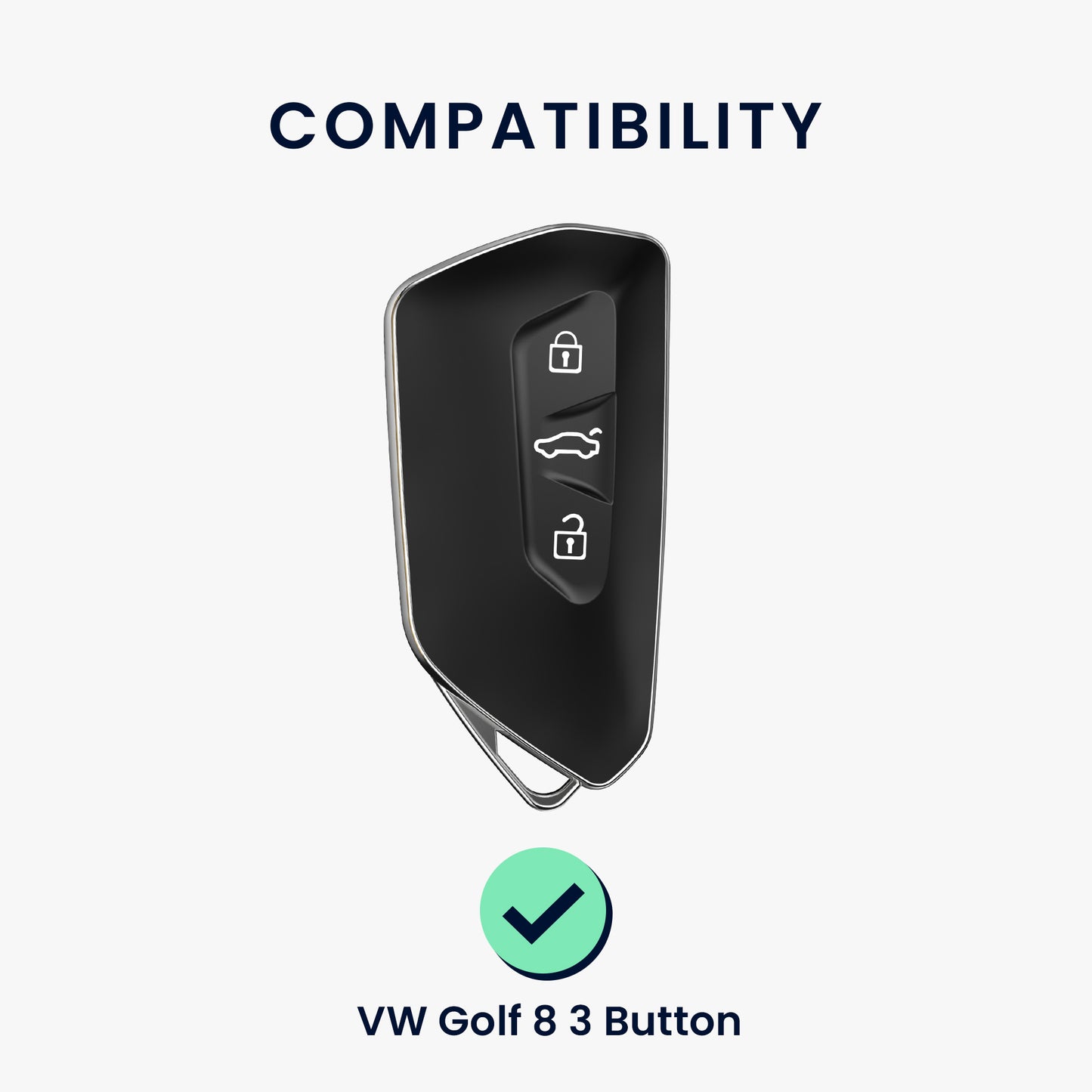 kwmobile Car Key Cover Compatible with VW Golf 8 3-Button Car Key - Silicone Cover