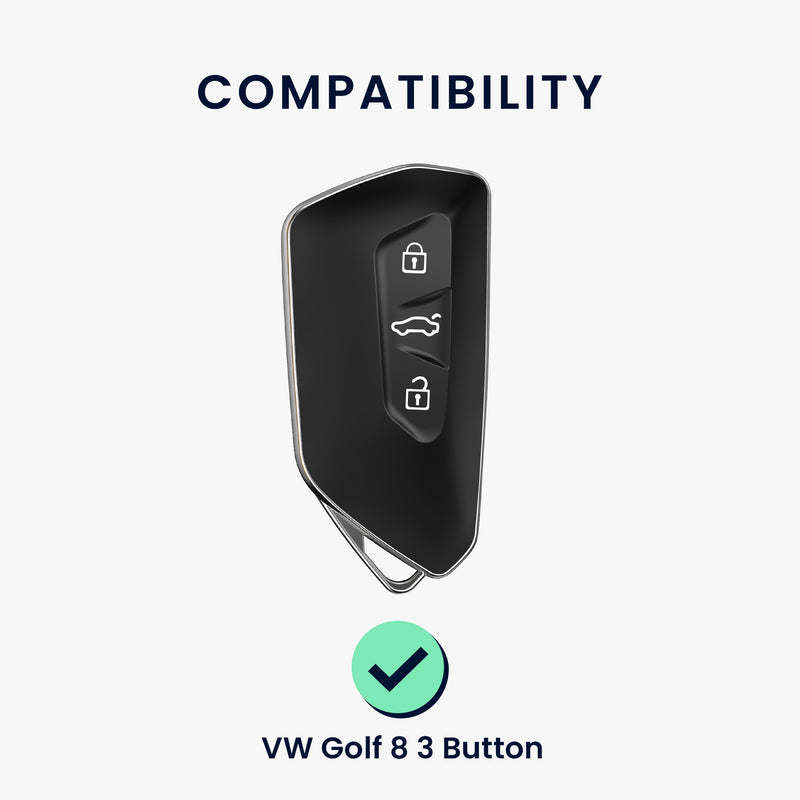 kwmobile Car Key Cover Compatible with VW Golf 8 3-Button Car Key - Silicone Cover