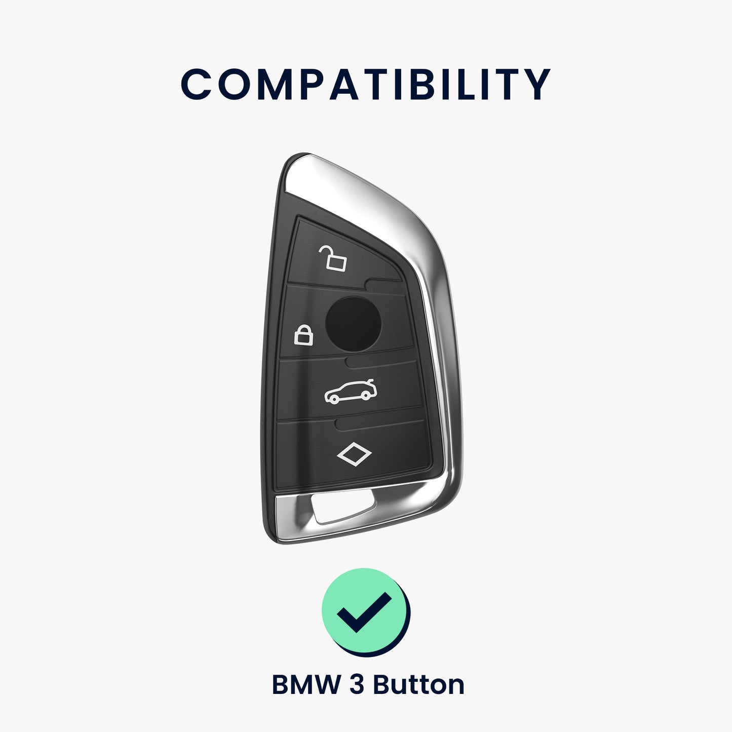 kwmobile Car Key Cover Compatible with BMW 3-Button Car Key - Silicone Cover