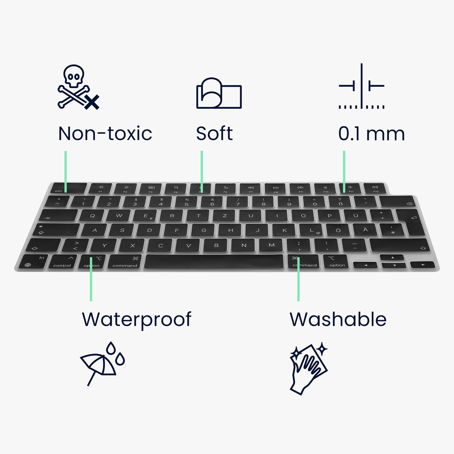 kwmobile Keyboard Protector for Apple Macbook Air 13.6 M3 2024 A3113 QWERTZ Keyboard Cover