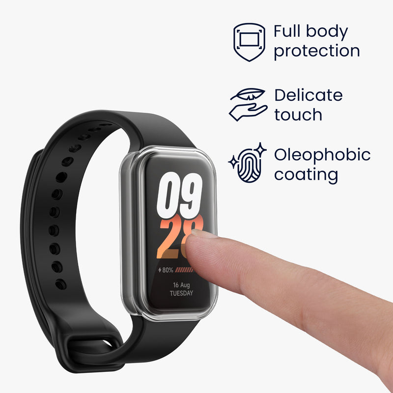 kwmobile Silicone Case for Xiaomi Smart Band 8 Active / Redmi Band 2 Protective Cover Fullbody Display Cover Set