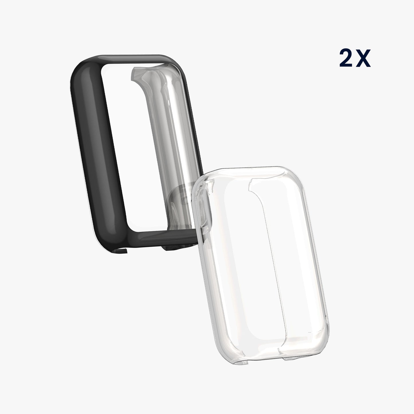 kwmobile Silicone Case for Xiaomi Smart Band 8 Active / Redmi Band 2 Protective Cover Fullbody Display Cover Set
