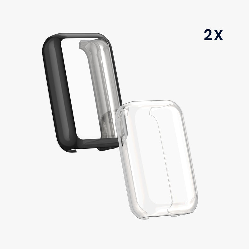 kwmobile Silicone Case for Xiaomi Smart Band 8 Active / Redmi Band 2 Protective Cover Fullbody Display Cover Set