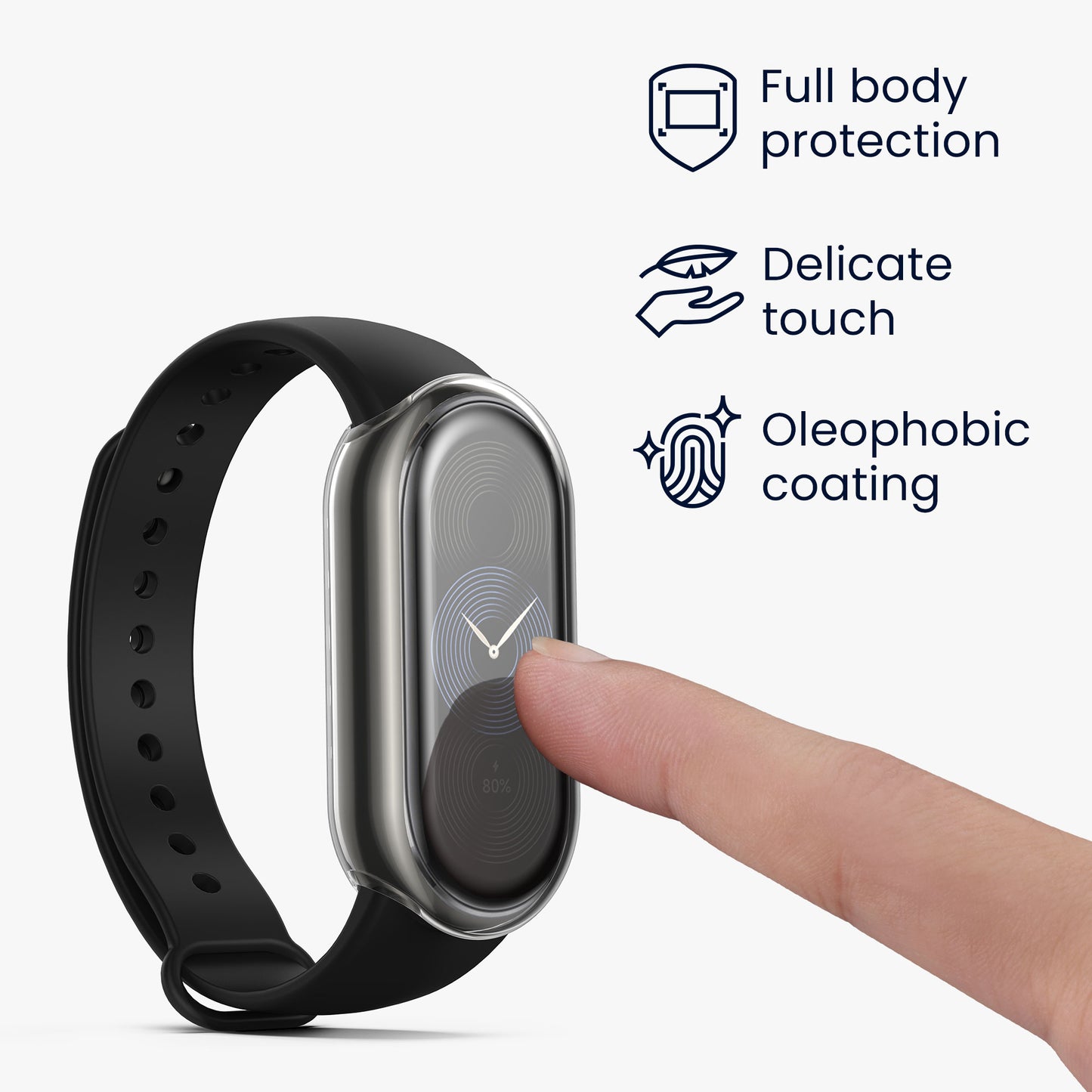 kwmobile Silicone Case for Xiaomi Mi Band 9 Protective Full Body Display Cover Set