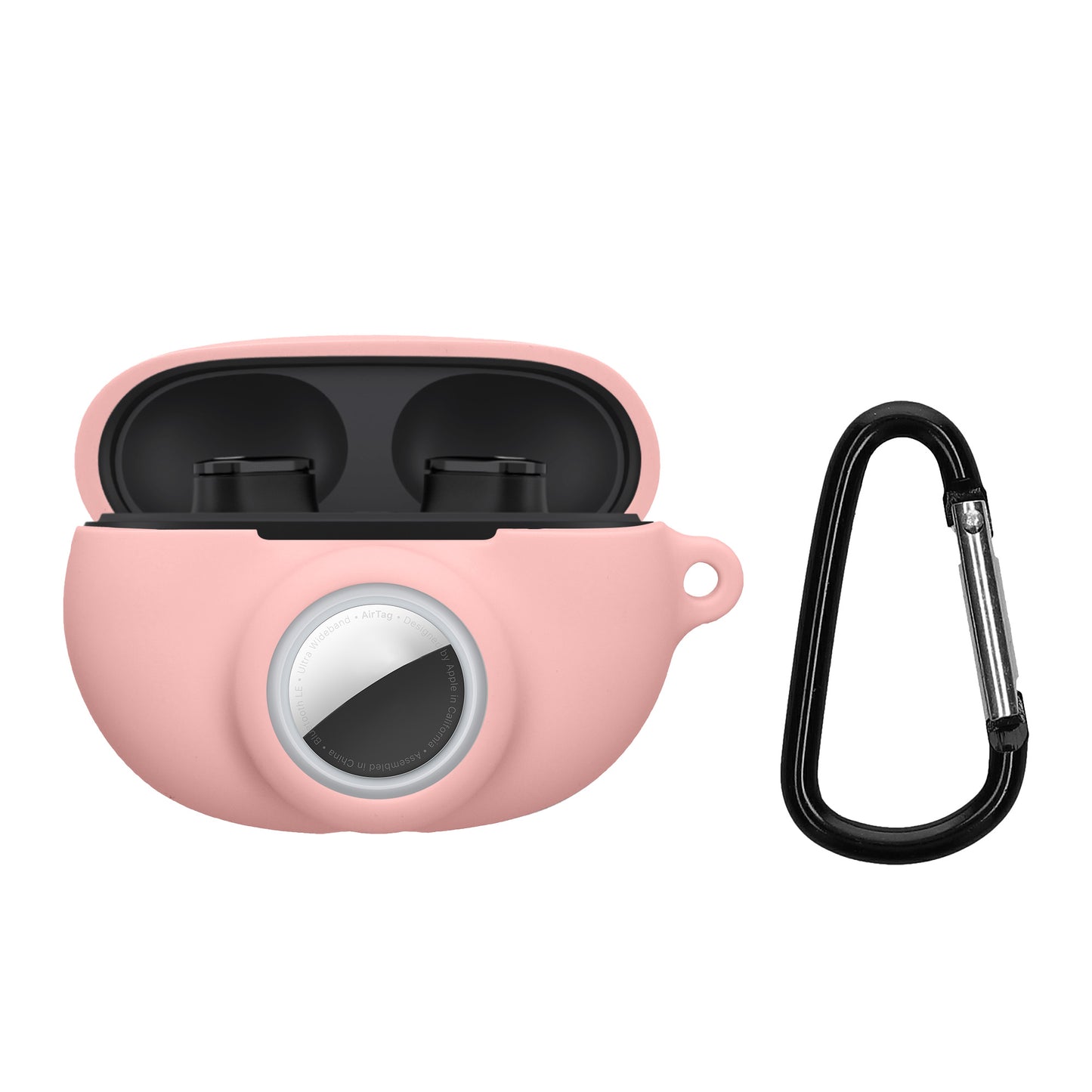 kwmobile 2-in1 Hülle kompatibel mit Beats Studio Buds - Kopfhörer Case kompatibel mit Airtag - Weiches Silikon Cover - Schutzhülle mit Karabiner - Altrosa Altrosa  