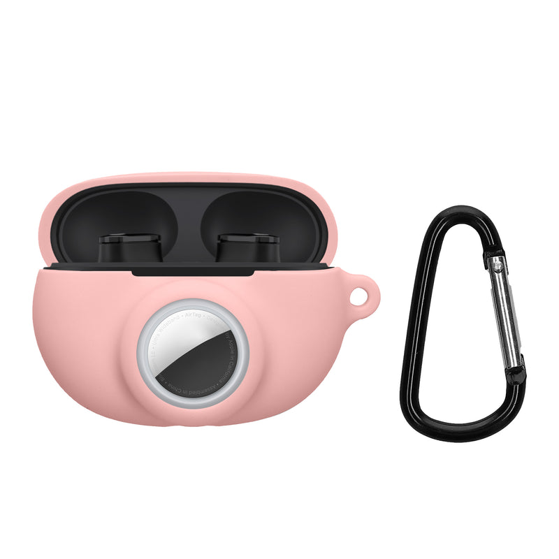 kwmobile 2-in1 Hülle kompatibel mit Beats Studio Buds - Kopfhörer Case kompatibel mit Airtag - Weiches Silikon Cover - Schutzhülle mit Karabiner - Altrosa Altrosa  
