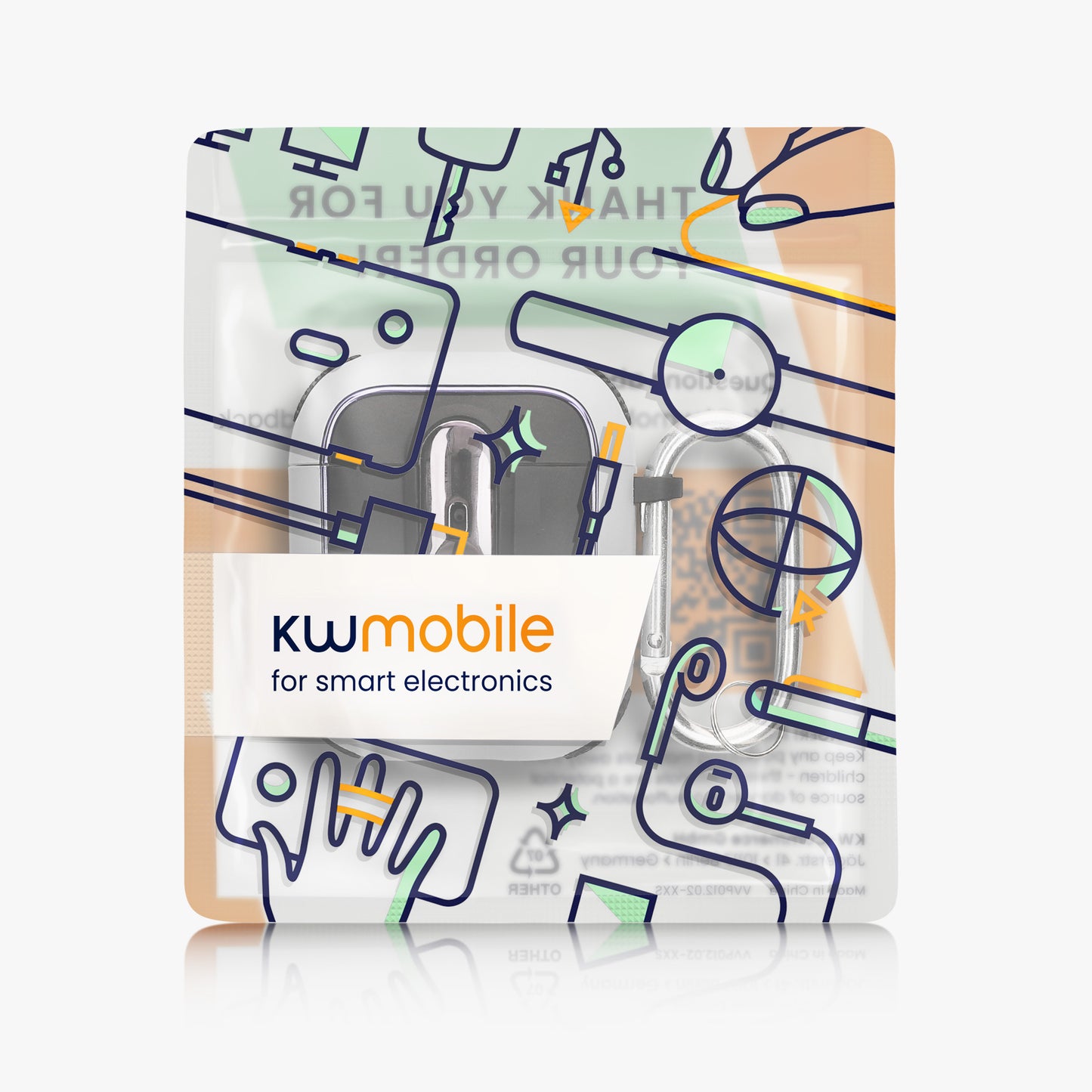 kwmobile Case Compatible with Apple Airpods 1 & 2 Headphone Case TPU Cover with Carabiner Shockproof Protective Cover