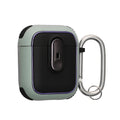 kwmobile Hülle kompatibel mit Apple Airpods 1 & 2 Hülle - Kopfhörer Case - TPU Cover mit Karabiner - Stoßfeste Schutzhülle - Grün Schwarz Grün  [dsg02]