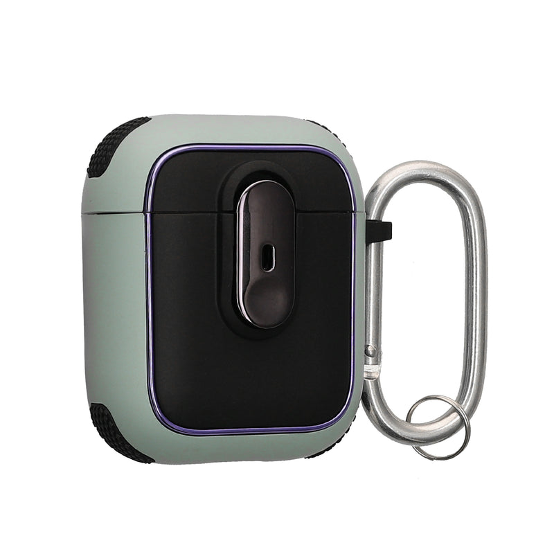 kwmobile Hülle kompatibel mit Apple Airpods 1 & 2 Hülle - Kopfhörer Case - TPU Cover mit Karabiner - Stoßfeste Schutzhülle - Grün Schwarz Grün  [dsg02]