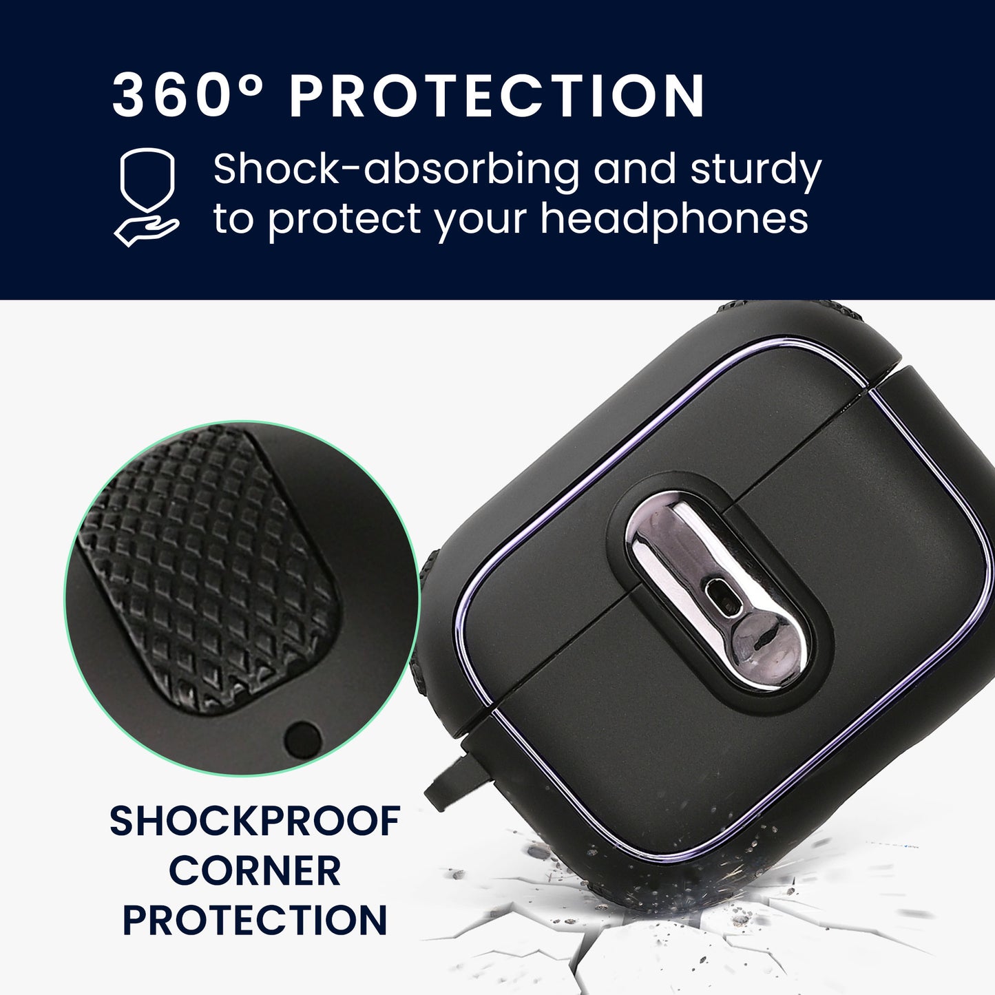 kwmobile Case compatible with Apple AirPods Pro 2 - Headphone Case - TPU Cover with Carabiner - Shockproof Protective Case