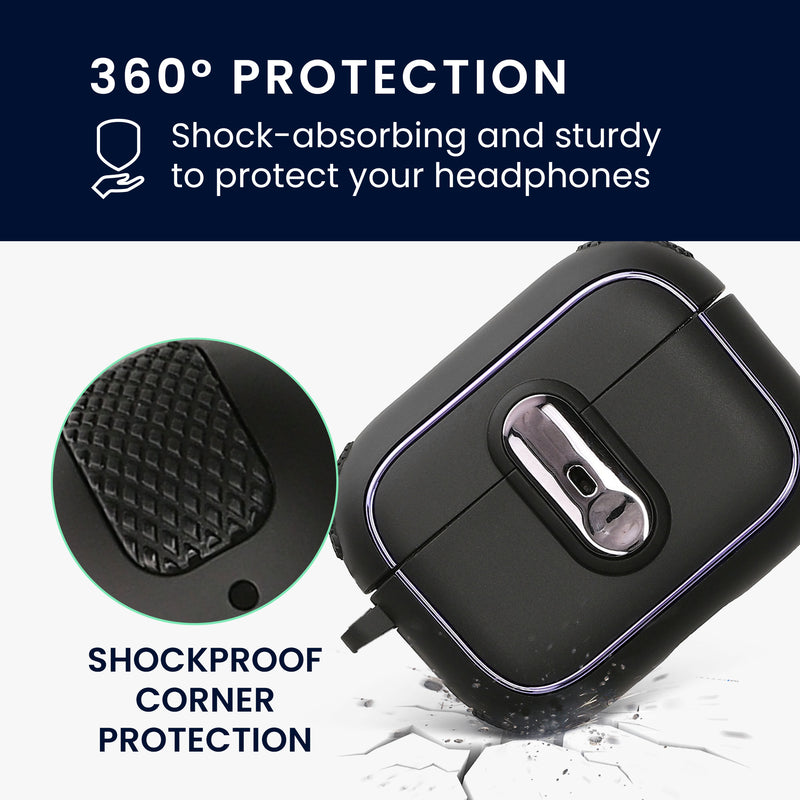 kwmobile Case compatible with Apple AirPods Pro 2 - Headphone Case - TPU Cover with Carabiner - Shockproof Protective Case