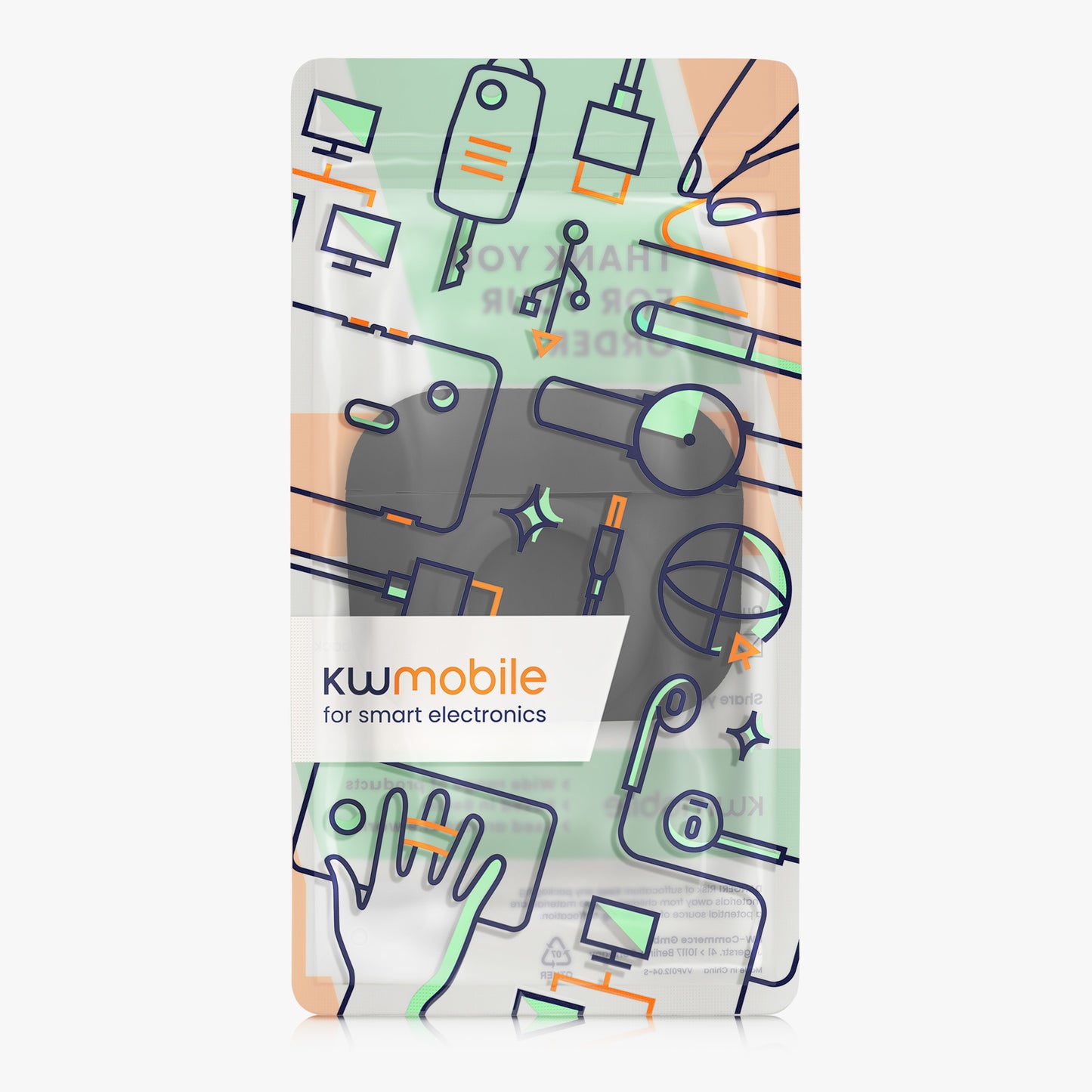 kwmobile 2-in-1 Case Compatible with Apple Airpods Pro (1st Gen) - Headphone Case Compatible with Airtag - Protective Cover with Carabiner
