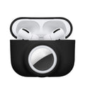 kwmobile 2-in1 Hülle kompatibel mit Apple Airpods Pro (1.Gen) - Kopfhörer Case kompatibel mit Airtag - Weiches Silikon Cover - Schutzhülle mit Karabiner - Schwarz Schwarz  