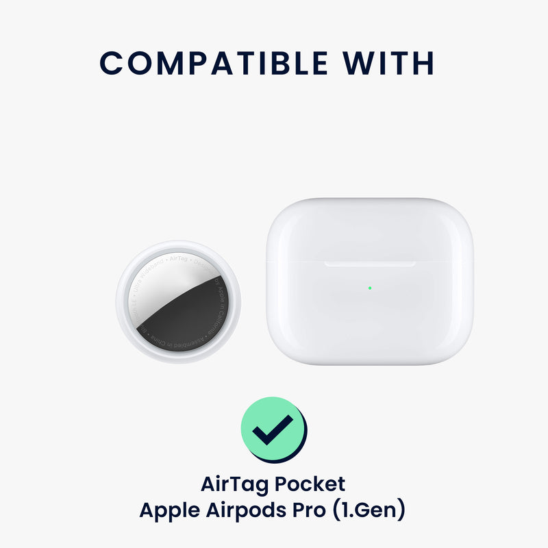 kwmobile 2-in-1 Case Compatible with Apple Airpods Pro (1st Gen) - Headphone Case Compatible with Airtag - Protective Cover with Carabiner