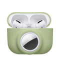 kwmobile 2-in1 Hülle kompatibel mit Apple Airpods Pro (1.Gen) - Kopfhörer Case kompatibel mit Airtag - Weiches Silikon Cover - Schutzhülle mit Karabiner - Grün Grün  