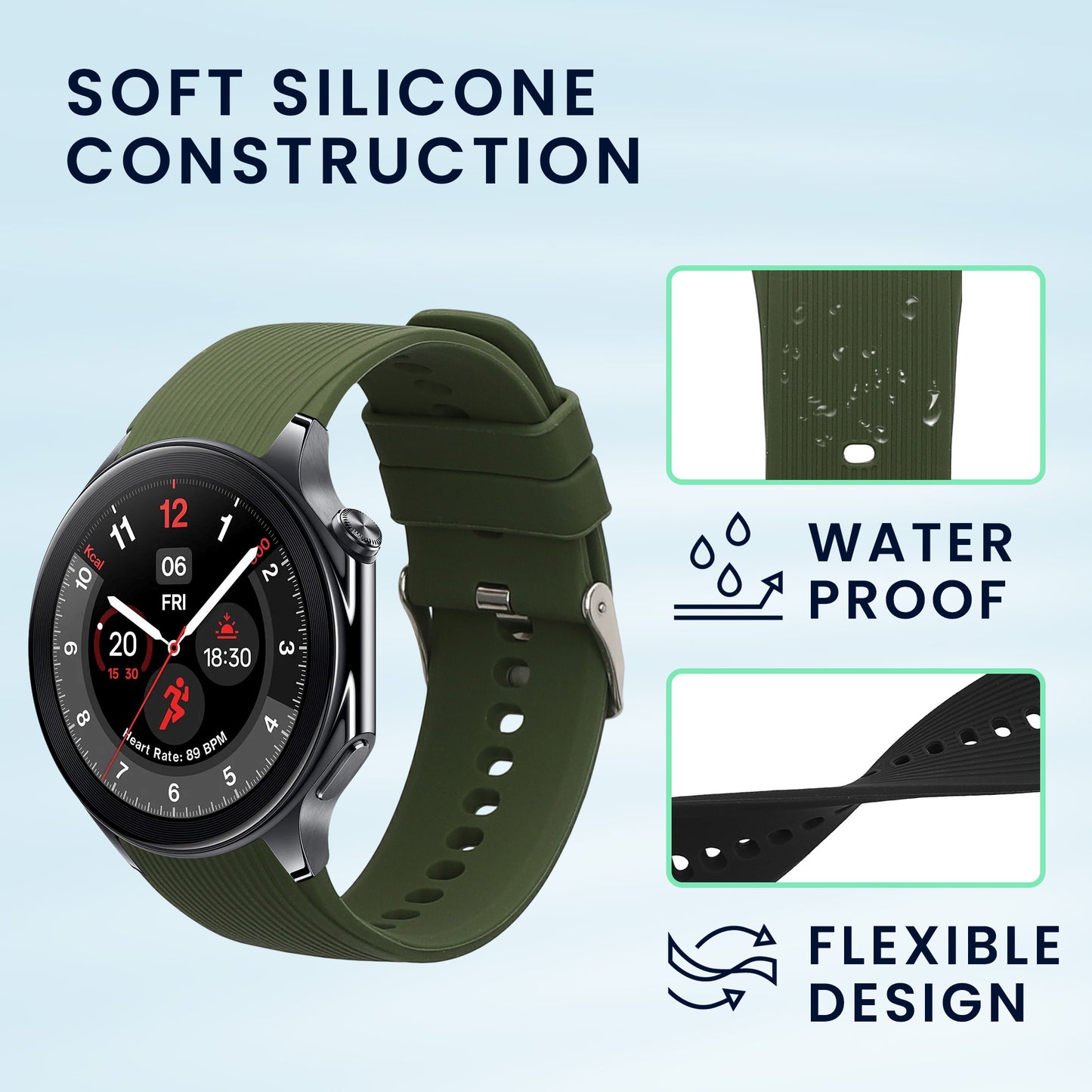 kwmobile Watch Strap for OnePlus Watch 3 / 2 / 2R / Oppo Watch X2 Fitness Tracker Band Set Replacement Strap Smartwatch