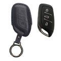 kwmobile Premium Leder Autoschlüssel Schutzhülle kompatibel mit MG 3-Tasten ZS MG4 MG5 MG6 Hülle - Schlüssel Tasche - Dunkelblau Dunkelblau  [dsg03]