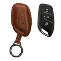 kwmobile Premium Leder Autoschlüssel Schutzhülle kompatibel mit MG 3-Tasten ZS MG4 MG5 MG6 Hülle - Schlüssel Tasche - Hellbraun Hellbraun  [dsg04]