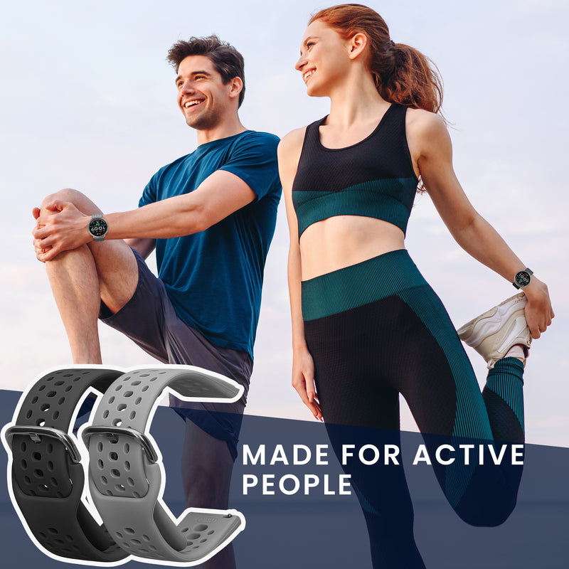 kwmobile Watch Strap for 20mm Amazfit Active 2 / 2 Square / Active Edge / Bip 3 / GTS 3 Fitness Tracker Band Set Replacement Strap Smartwatch